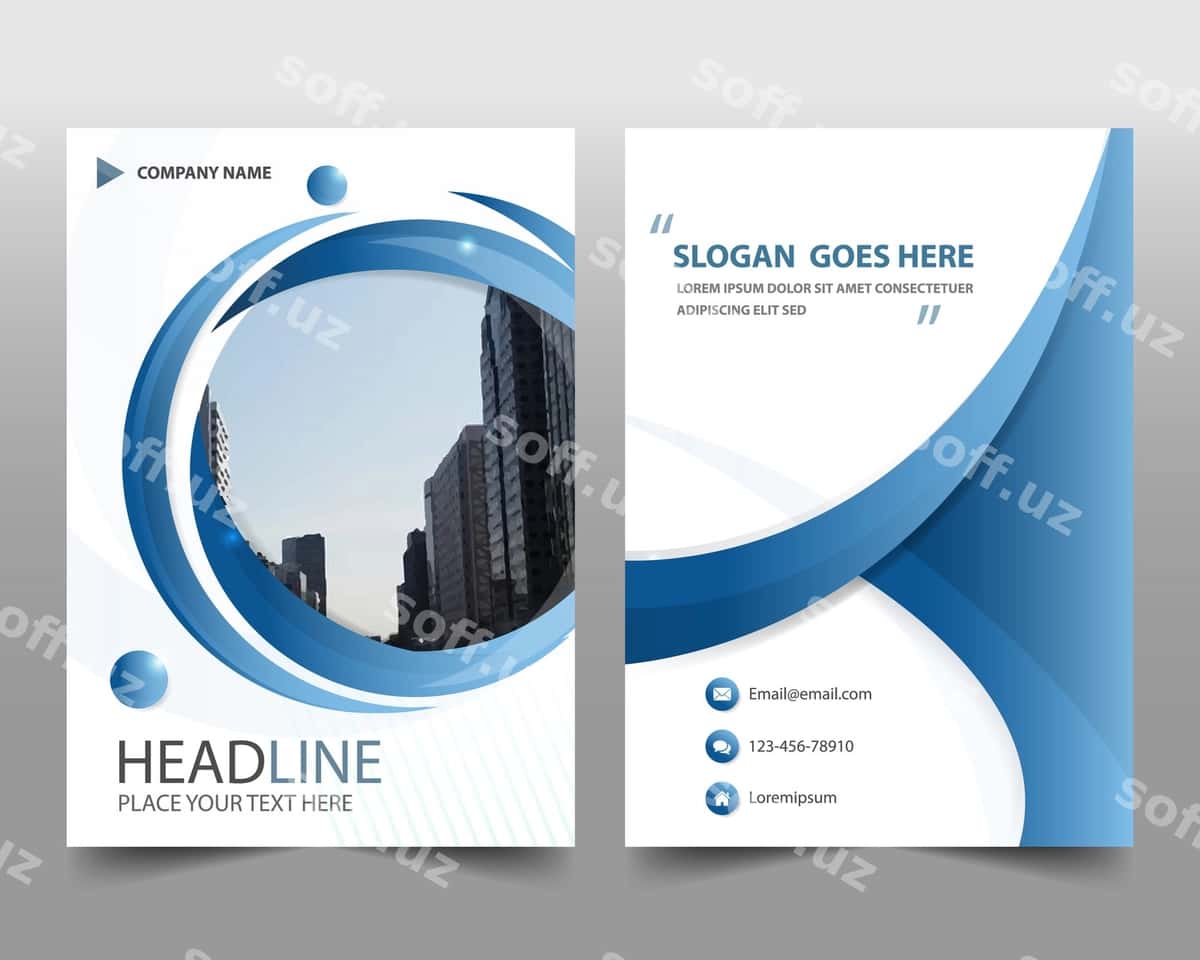 Ko'k doira zamonaviy yillik hisobot shabloni | Blue round modern annual report template 1
