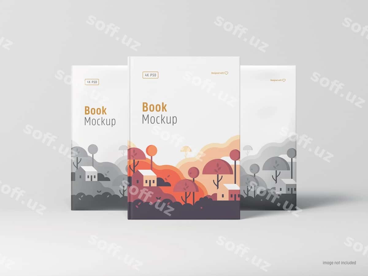 Kitob muqovasining maketi old tomondan ko'rinishi | Book covers mockup front view 1