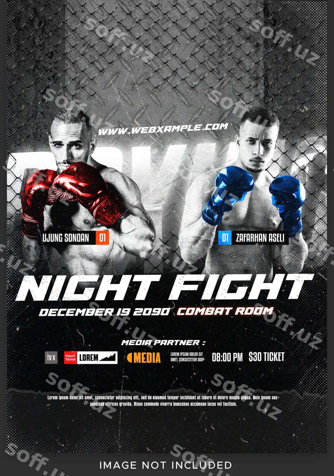 Boks kechasi tadbiri varaqasi | Boxing night event flyer 1