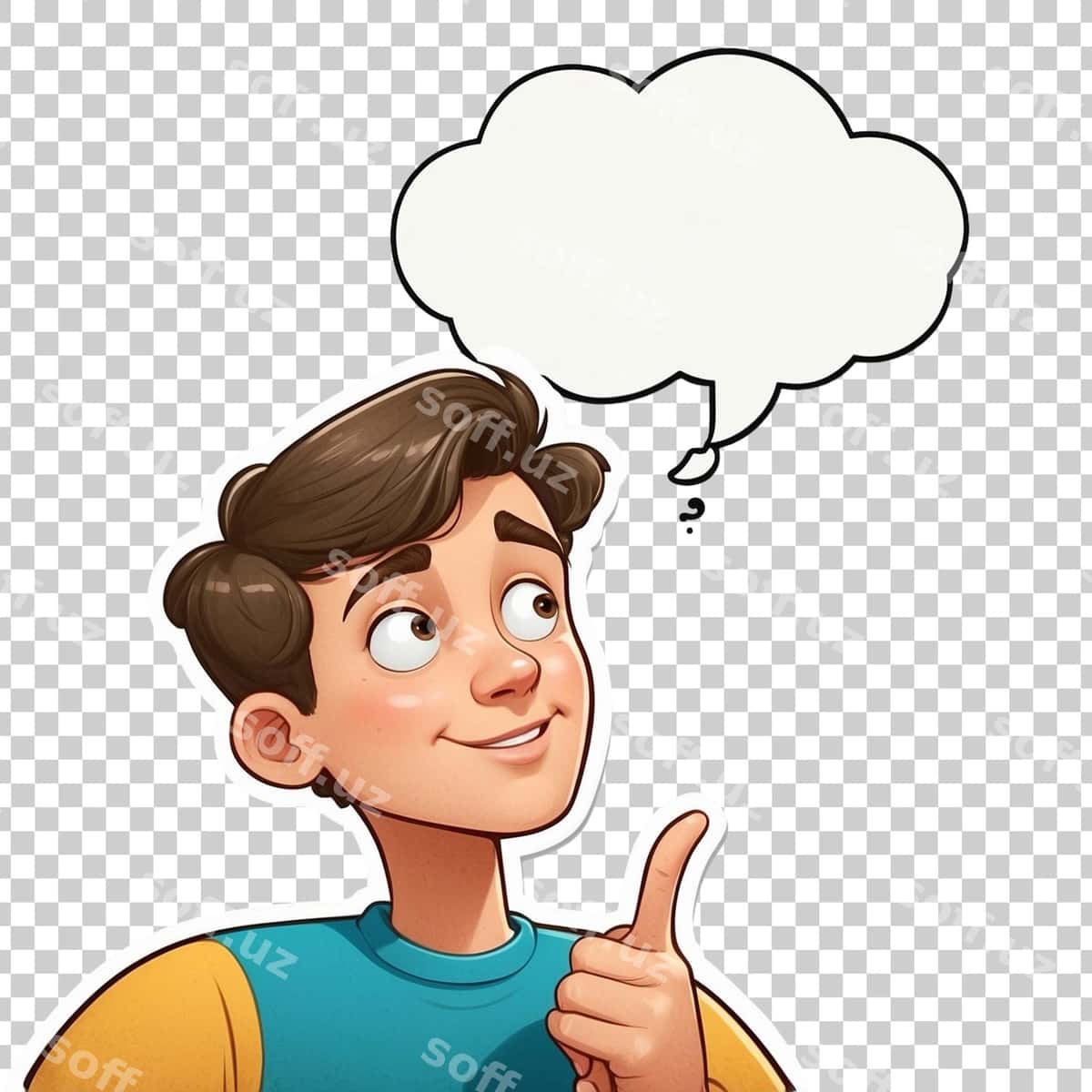 O'g'ri so'zlar qutisini beyg'iga qo'shgan | Boy with speech bubble his head 1