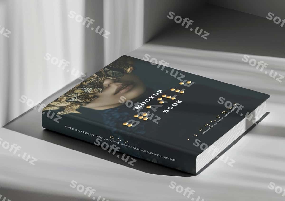 Braill kitobi ichki namuna | Braille book indoors mockup 1