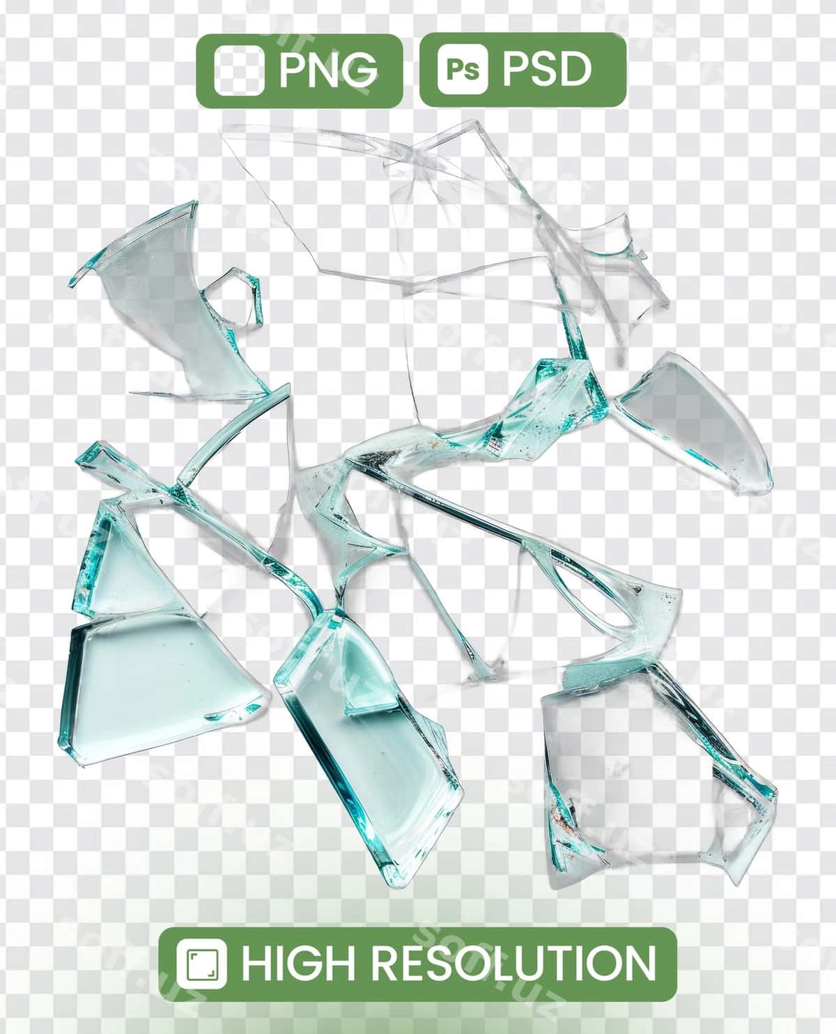 Buzilgan shisha dara gichirli chetki bilan | Broken piece glass with jagged edge 1