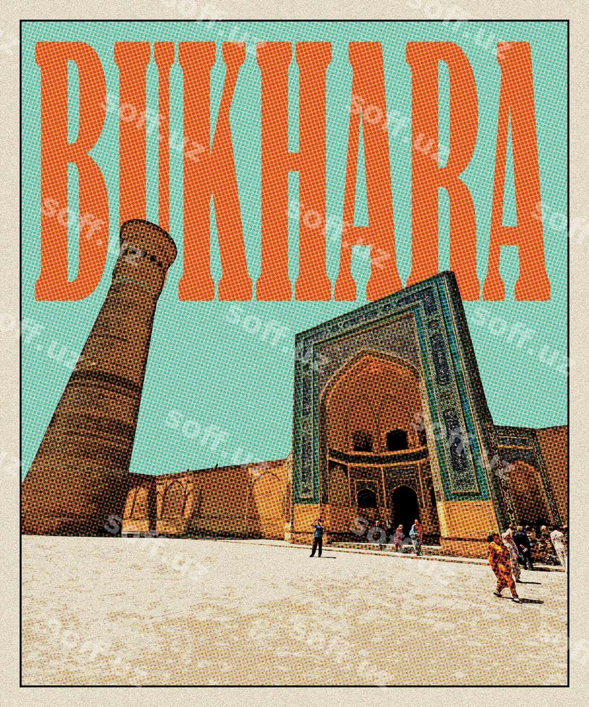 Buxoro retro sayohat poshtiriği | Bukhara retro travel poster 1
