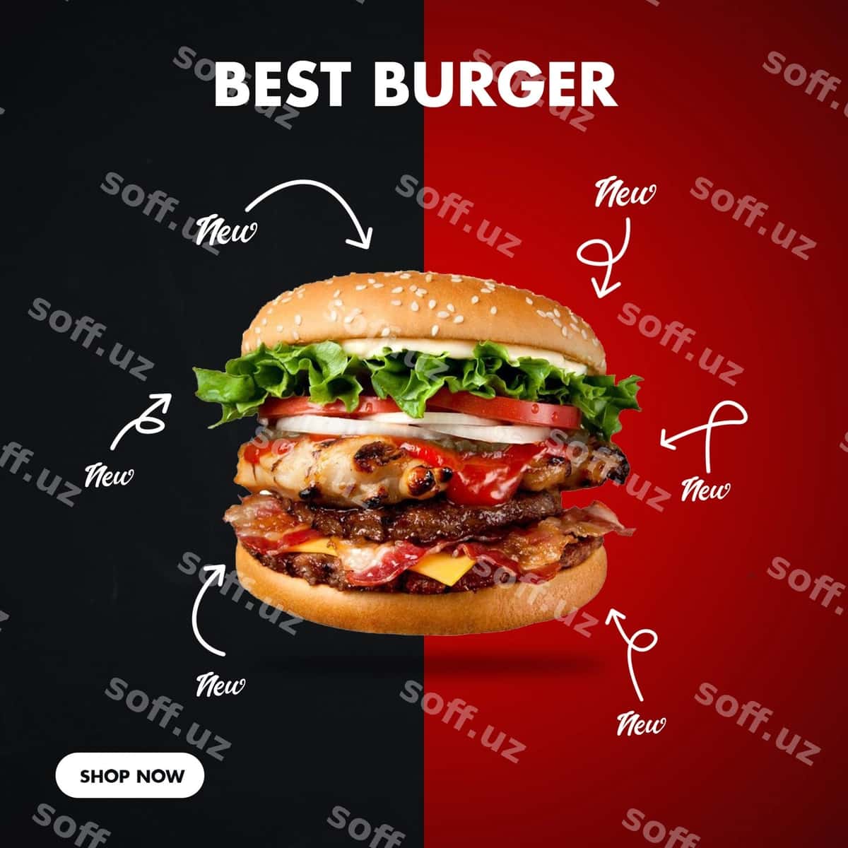 Burger kvadrat banner social media | Burger square banner social media 1