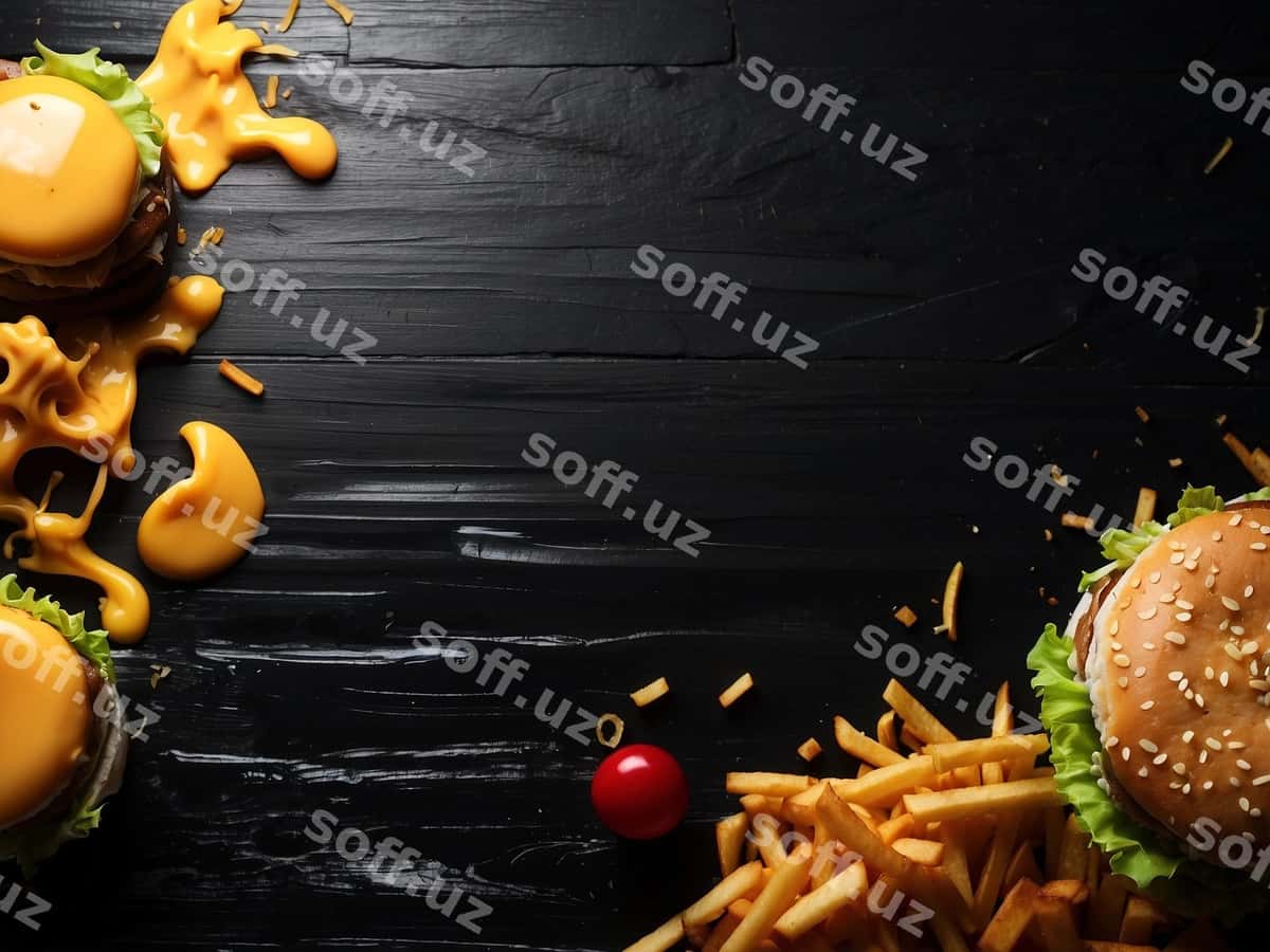 Burger with black wooden background | Burger with black wooden background 1