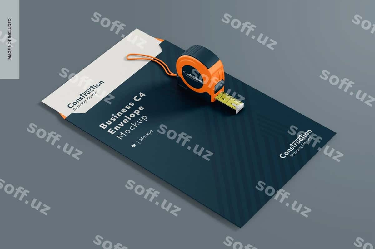 Biznes C4 konvert mockup chap tomondan ko'rinish | Business c4 envelope mockup left view 1