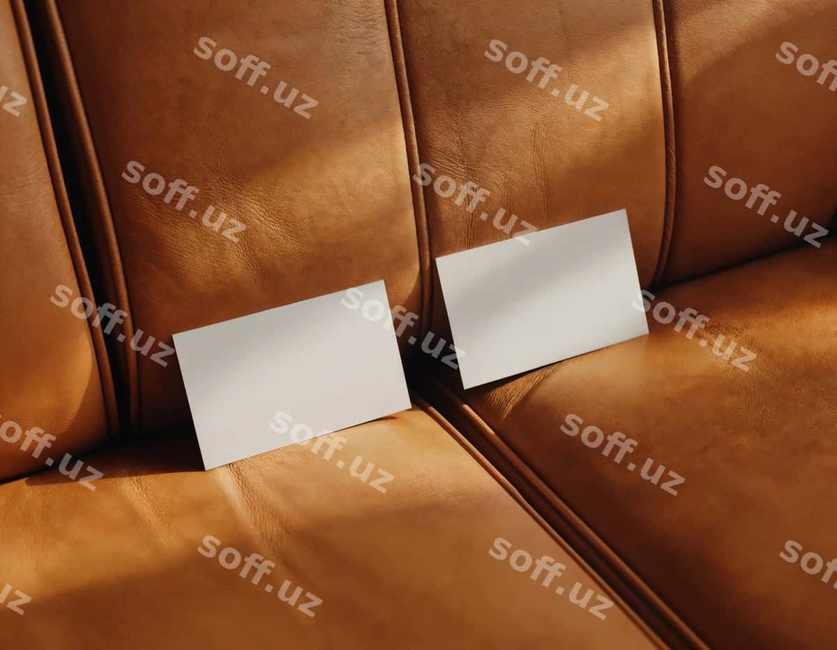 Bizznes vizkaretlar choyon sofa mockup | Business cards leather sofa mockup 1