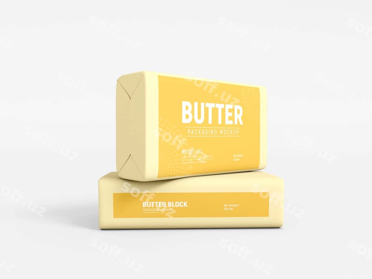 Sariyiq blok bar qadoqlash namunasi | Butter block bar packaging mockup 1