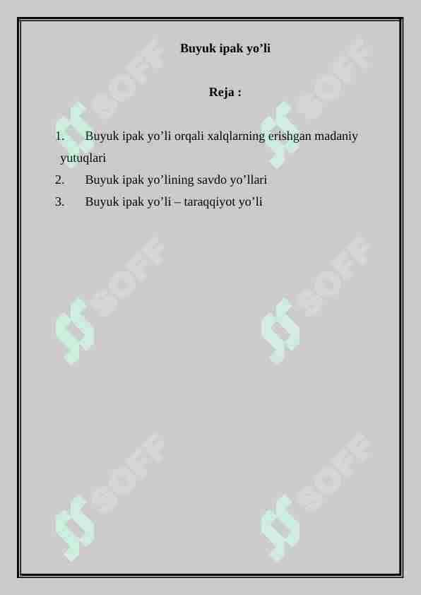 buyuk ipak yo'li 1