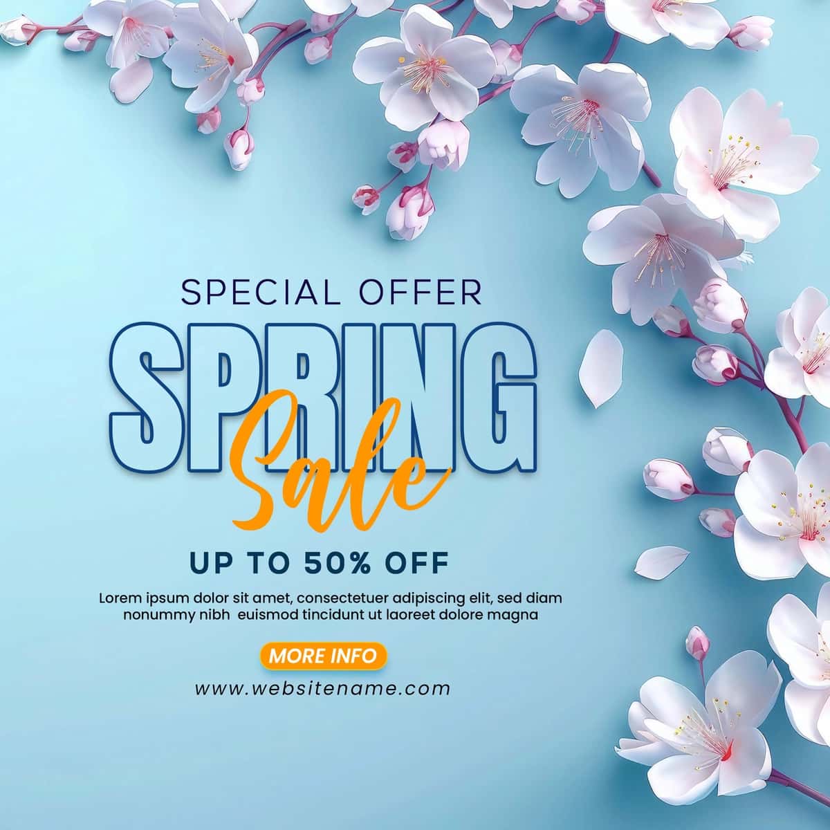 Bahor gullari savdosi banneri dizayni shabloni | Spring floral sale banner design template 1