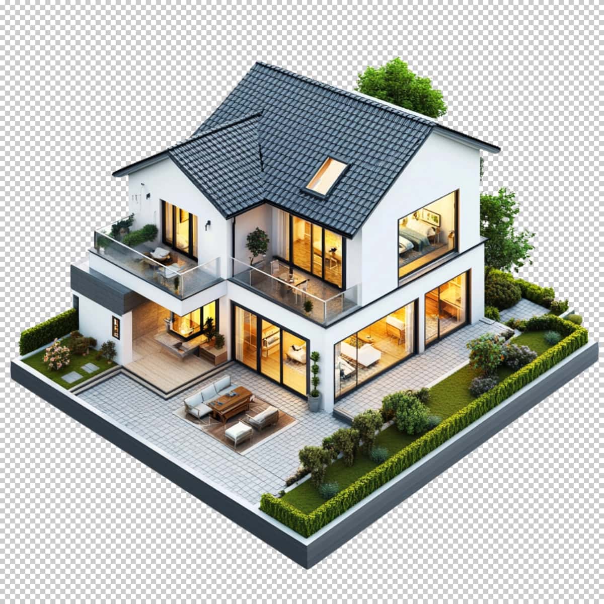 To'rt qavatli uy izolyatsiya qilingan shaffof fon | Quadruplex house isolated transparent background 1