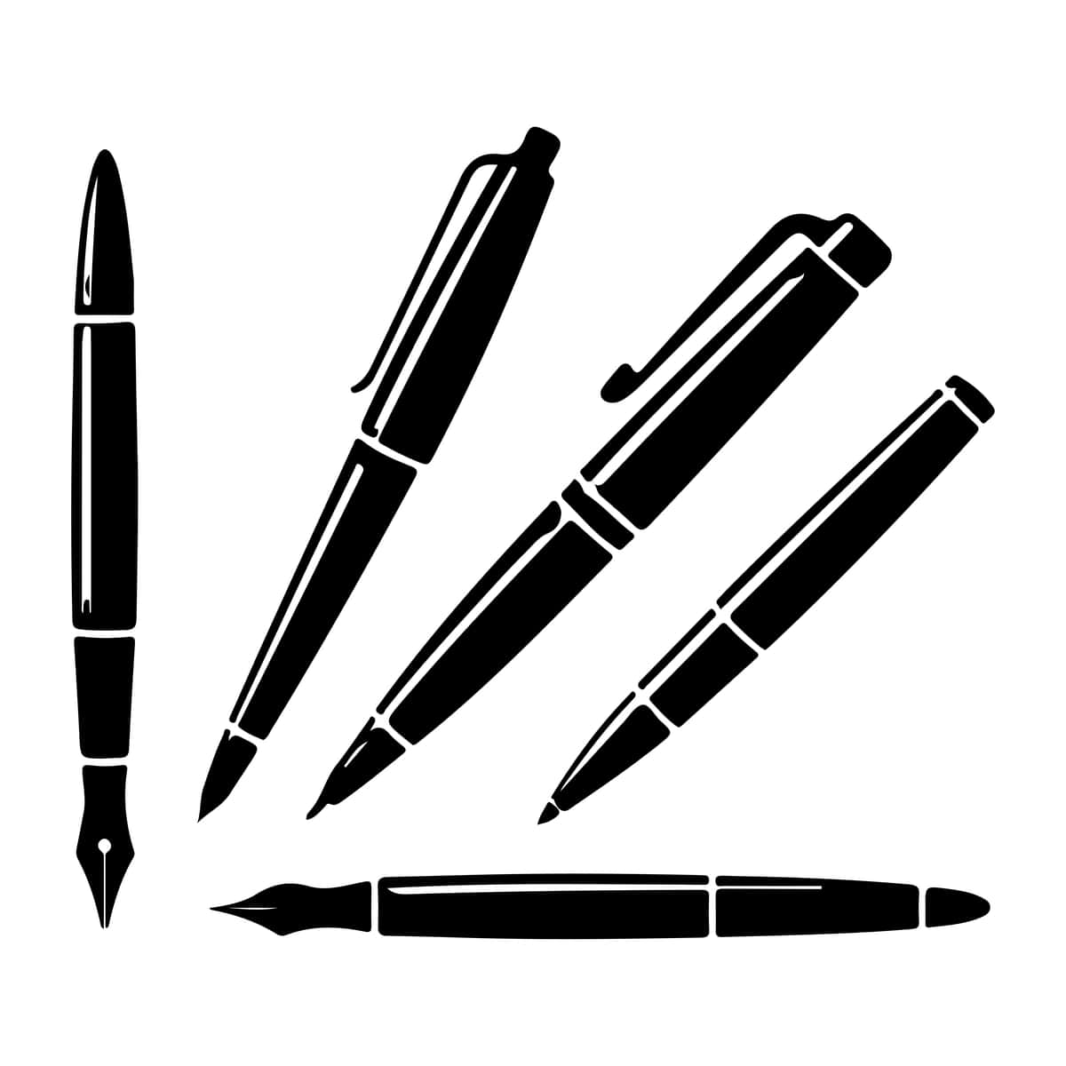 Qalam belgisi siluetini o'rnating | Set pen icon silhouette 1