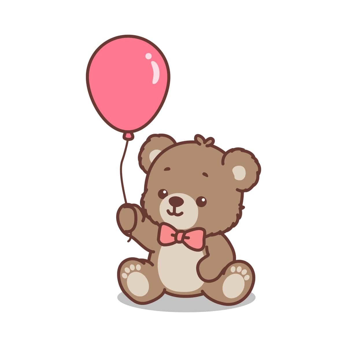 Yoqimli ayiqcha qo‘lida shar multfilmi vektor tasviri | Cute teddy bear holding balloon cartoon vector illustration 1