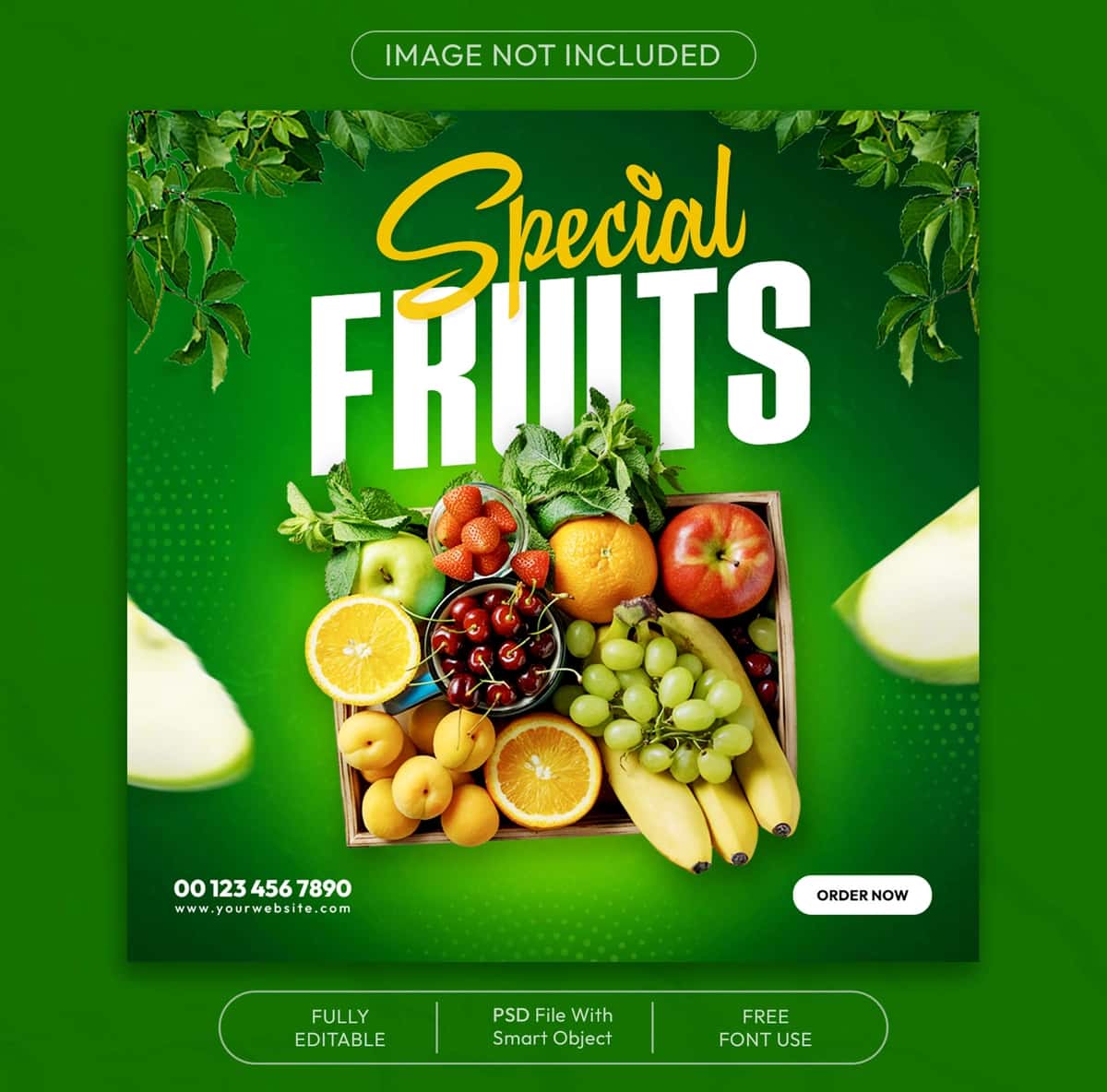 Fruits ijtimoiy media instagram post banner shablon dizayni | Fruits social media instagram post banner template design 1