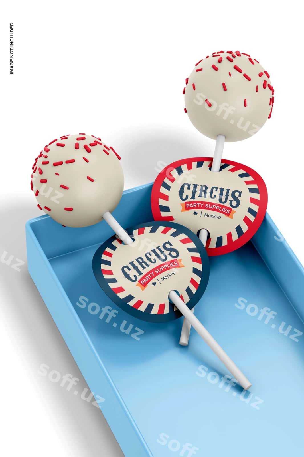 Yorliq maketi bilan tort ochiladi | Cake pops with tag mockup tray 1