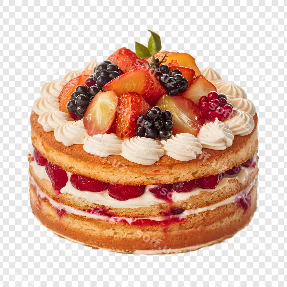 Meva bilan aksessuarlangan kek | Cake with fruit top it 1
