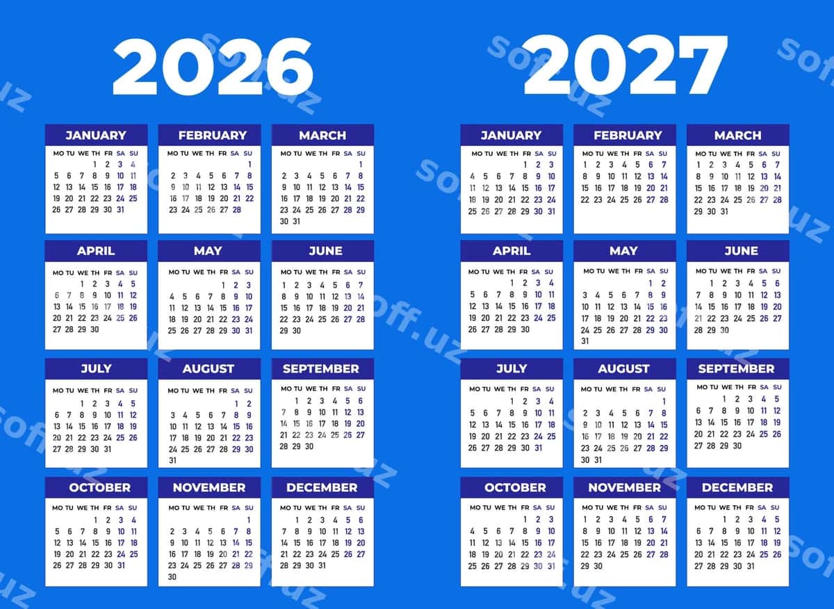 Taqvimlar 2026 2027 | Calendars 2026 2027 1