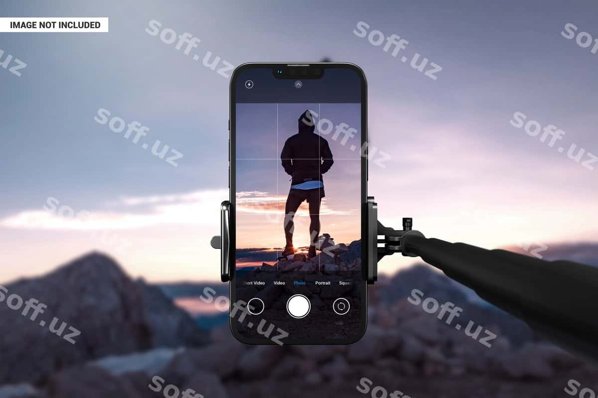 Kamera telefon selfie shaxtasi mockup | Camera phone selfie stick mockup 1