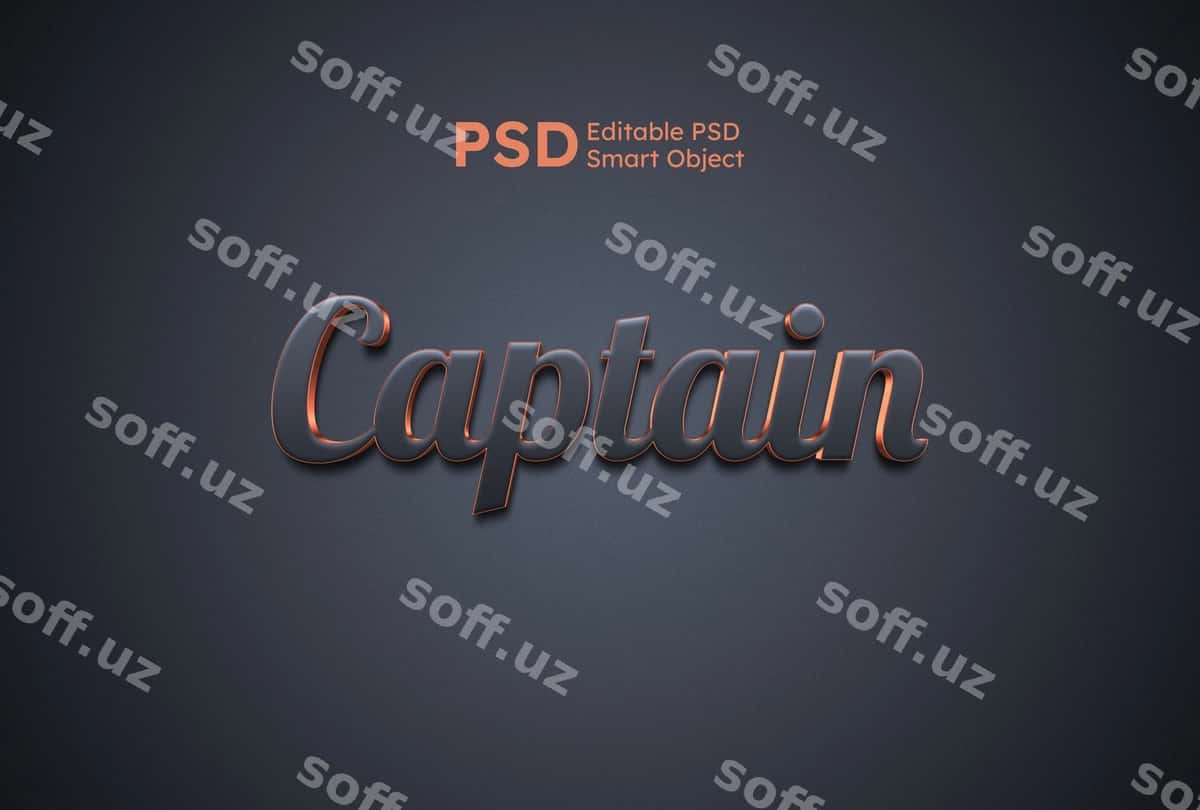 Kapitan 3d tahrirlanadigan matn effekti | Captain 3d editable text effect 1