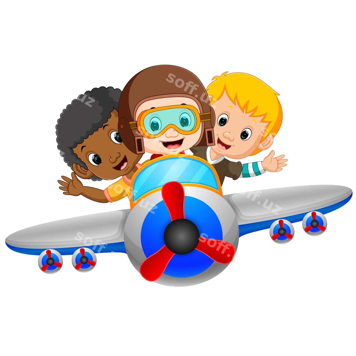 Karton o‘g‘ilchasi volar samolyotda joyida | Cartoon boy riding flying plane 1
