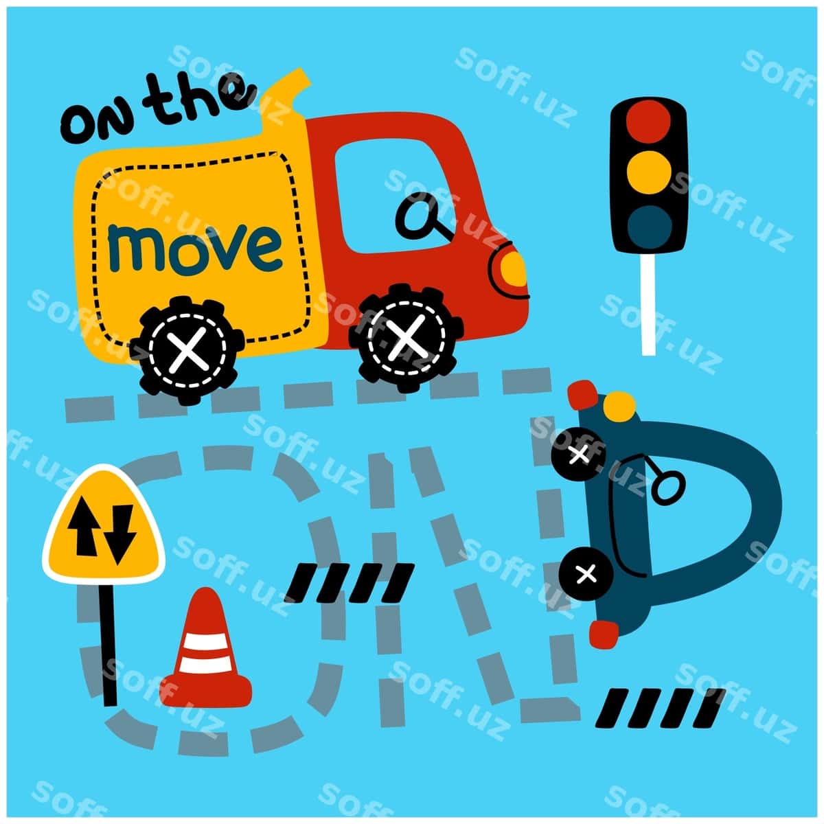 Karyakatur chizmasi yuk avtomobili so'zlar bilan harakatlaning | Cartoon drawing truck with words move it 1