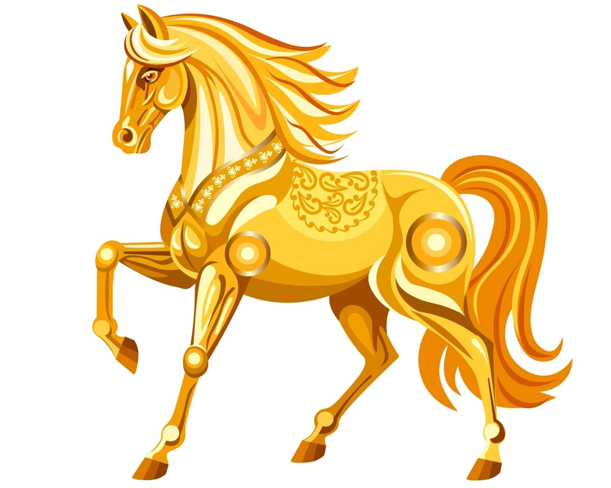 Dekorativ oltin ot | Golden horse decorative 1