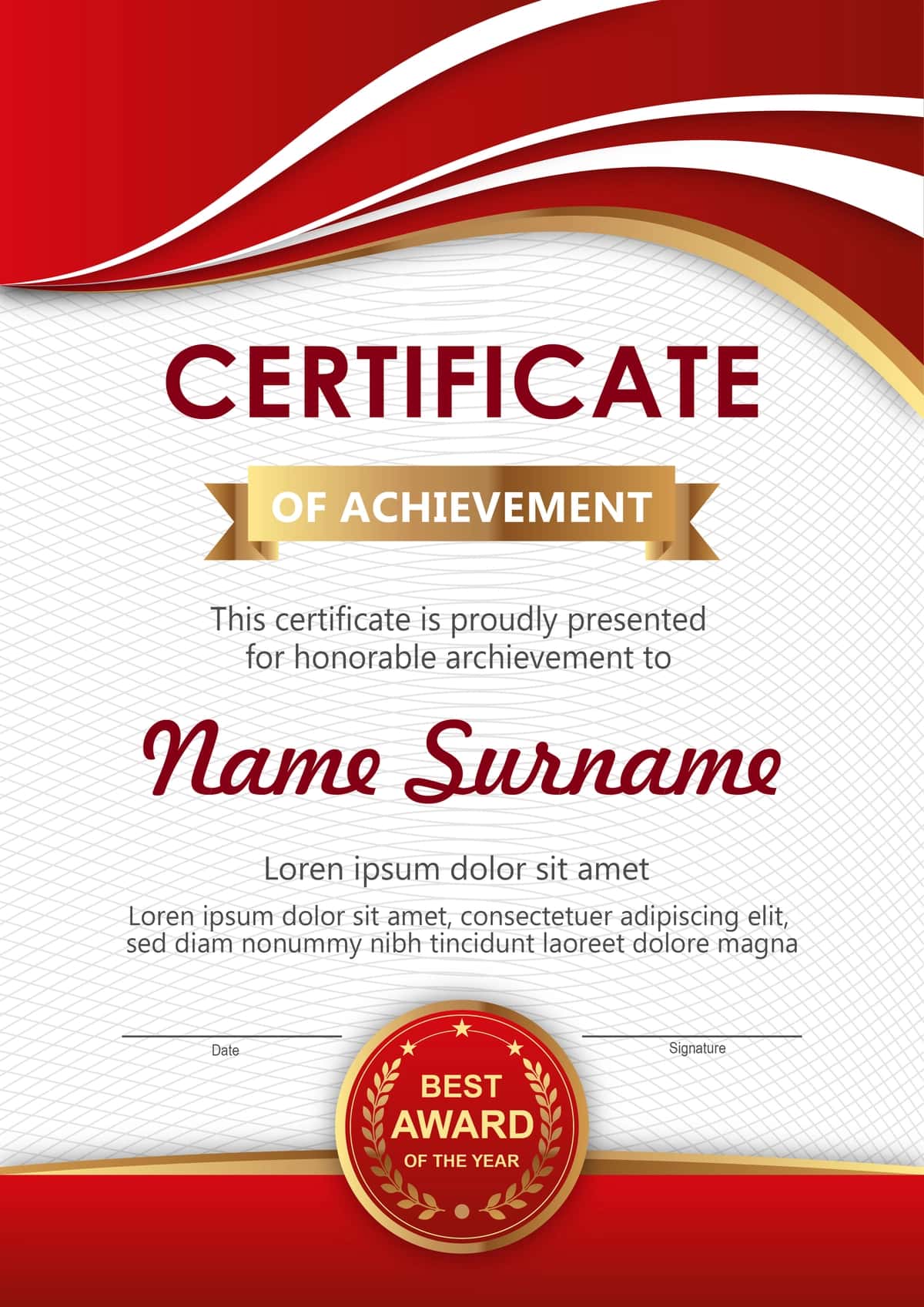 Qizil oltin sertifikat shablon | Red gold certificate template 1