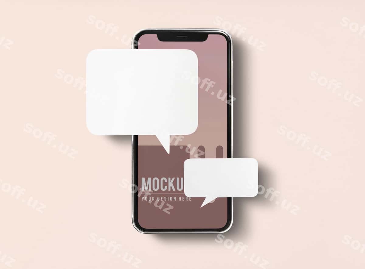 Chat xabar yuborish mobil telefon namunasi | Chat messaging mobile phone mockup 1
