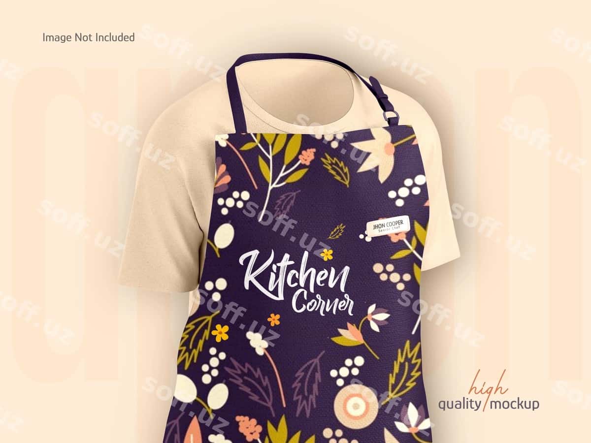 Chef oshxona fartar brendlash namunasi | Chef kitchen apron branding mockup 1