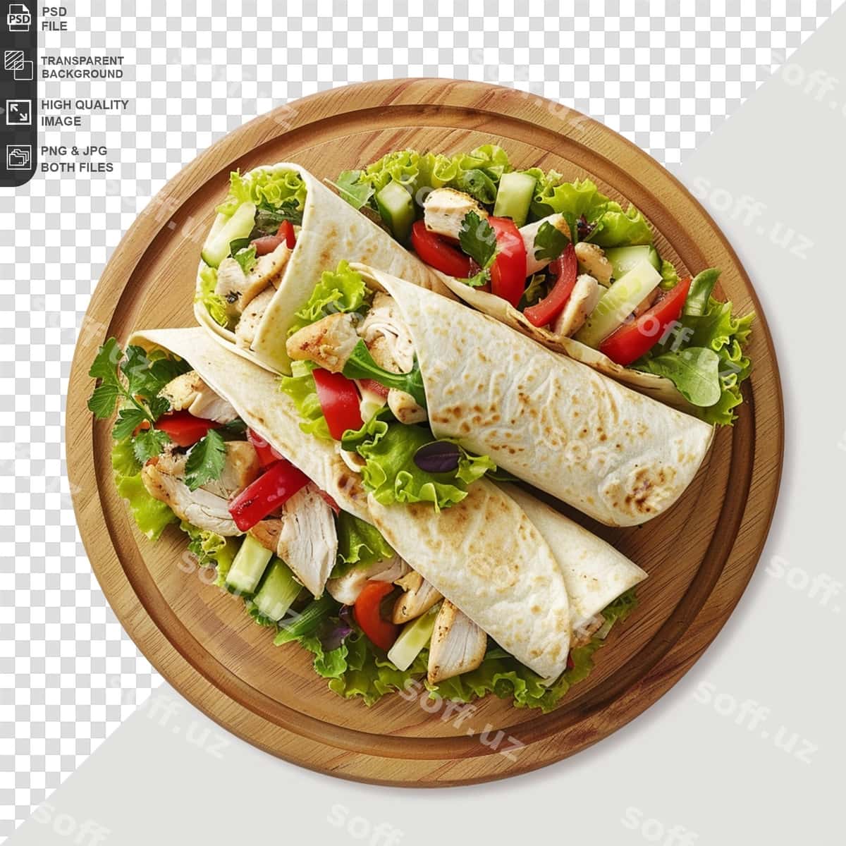 Tovuq wrap shaffof orqa fonda | Chicken wrap transparent background 1