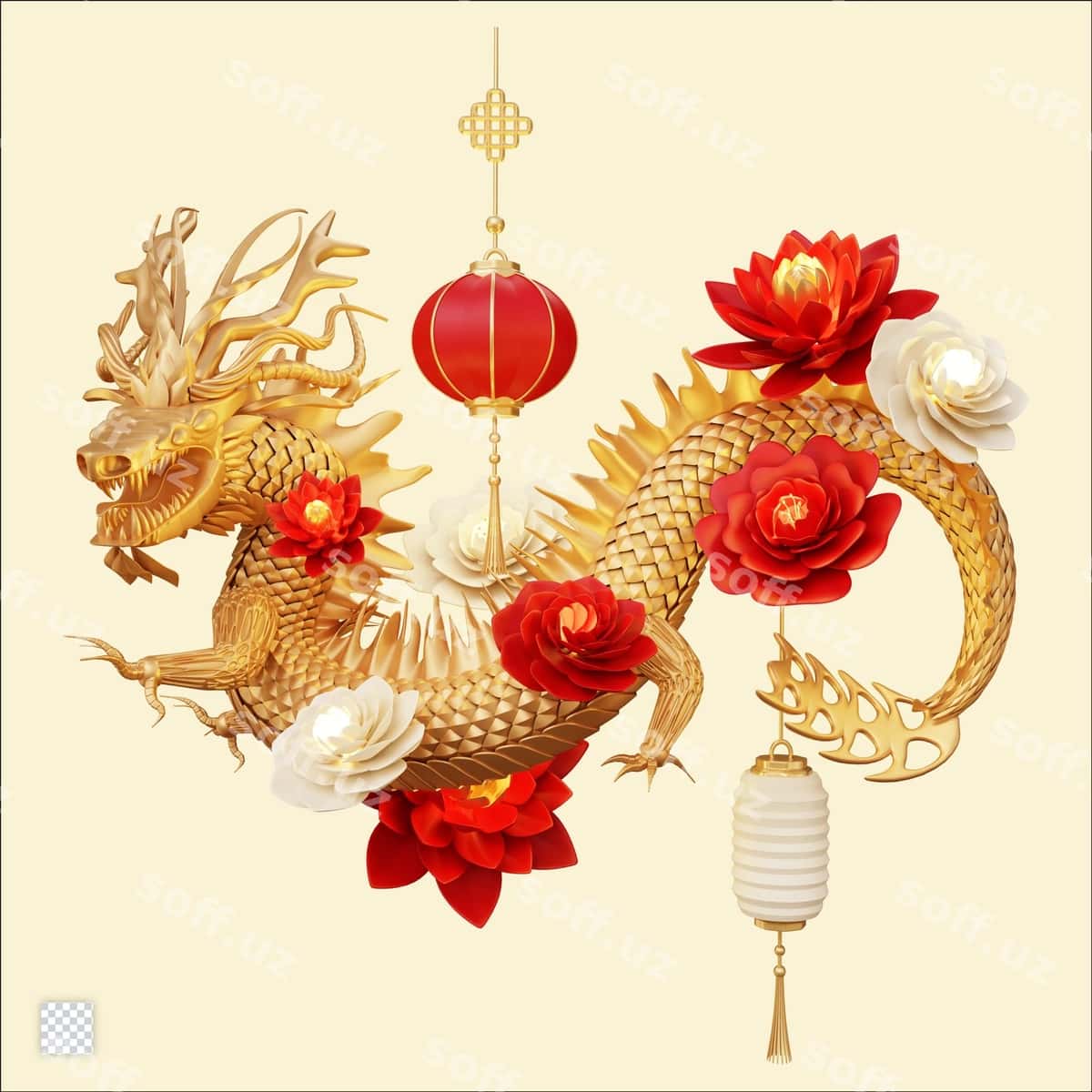 Xitoy yangi yil uch oʻlchovli element | Chinese new year 3d element 1