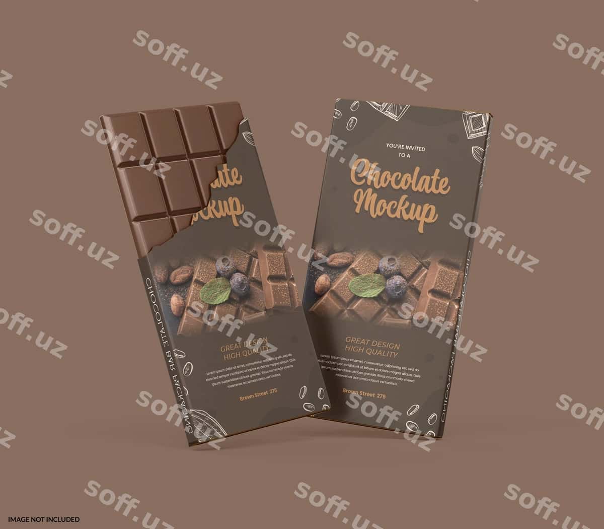 Shokoladli shirinlik bar qadoqlash mockup | Chocolate candy bar packaging mockup 1