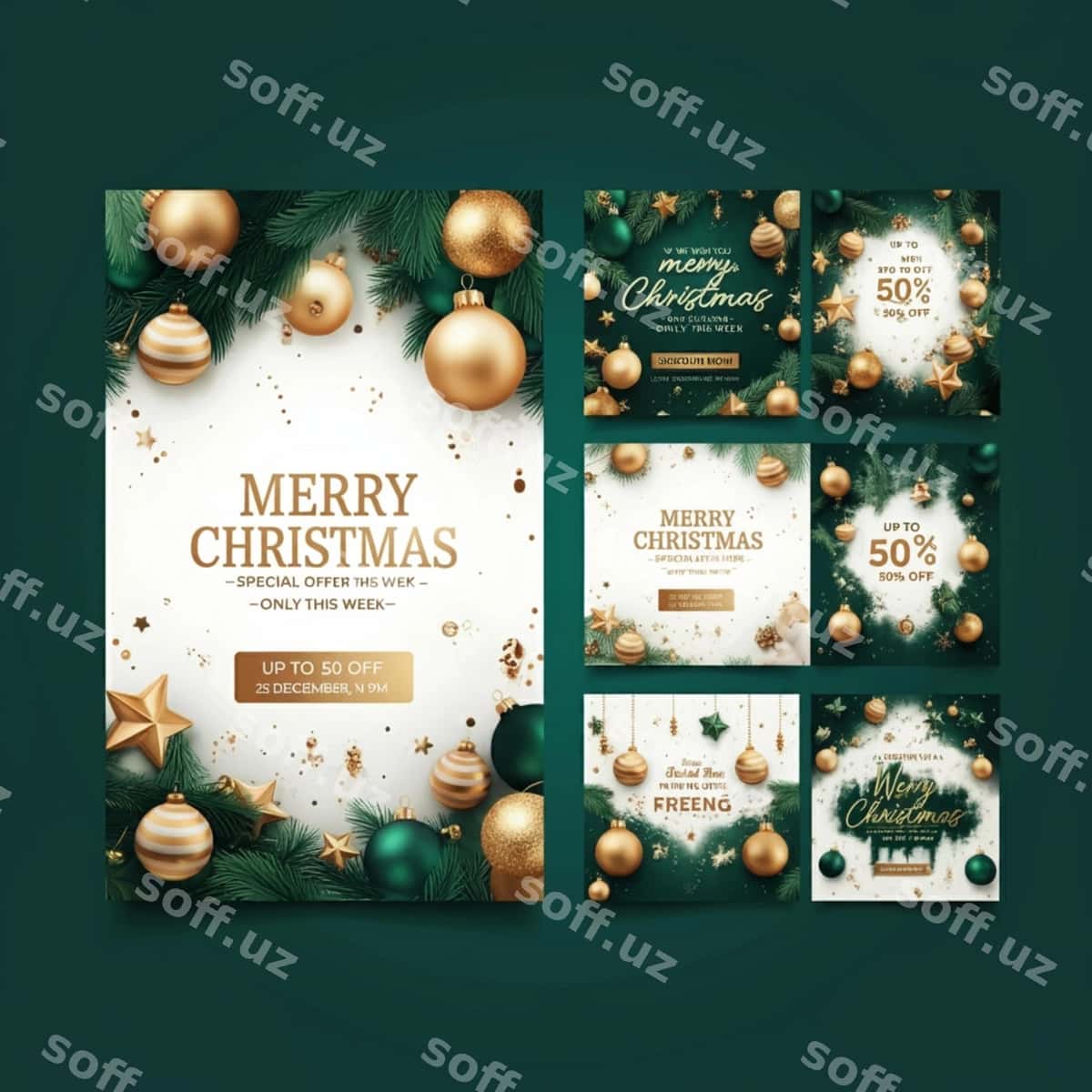Yul kartochkasi o'ttiz yulduz bilan uni | Christmas card with gold star it 1