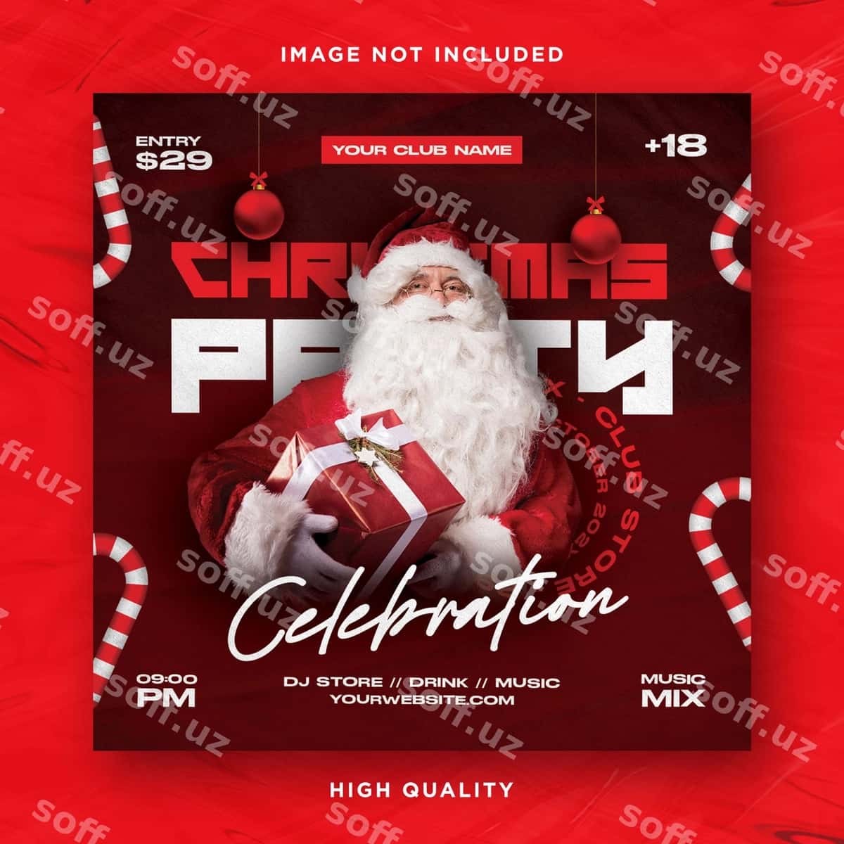 Milod bayrami kecha to'yg'onga flyeri | Christmas celebration night party flyer 1