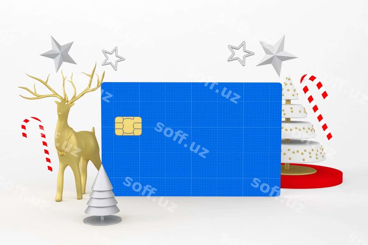 Milod kredit karta namunasi | Christmas credit card mockup 1
