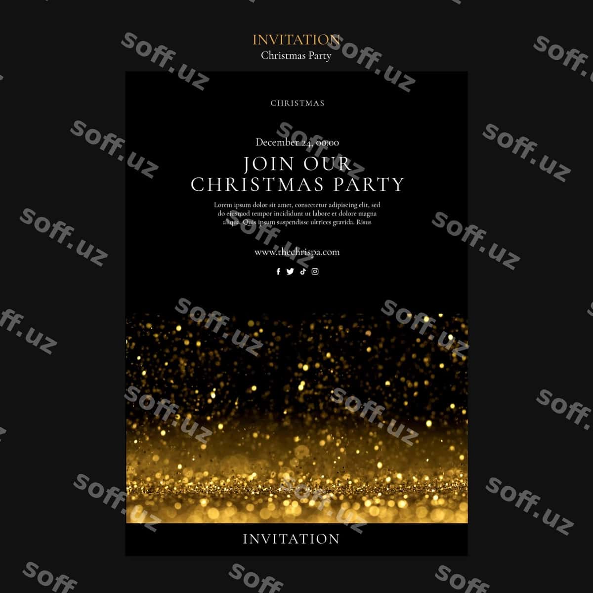 Yelcho to'y taklifnoma shabloni | Christmas party invitation template 1