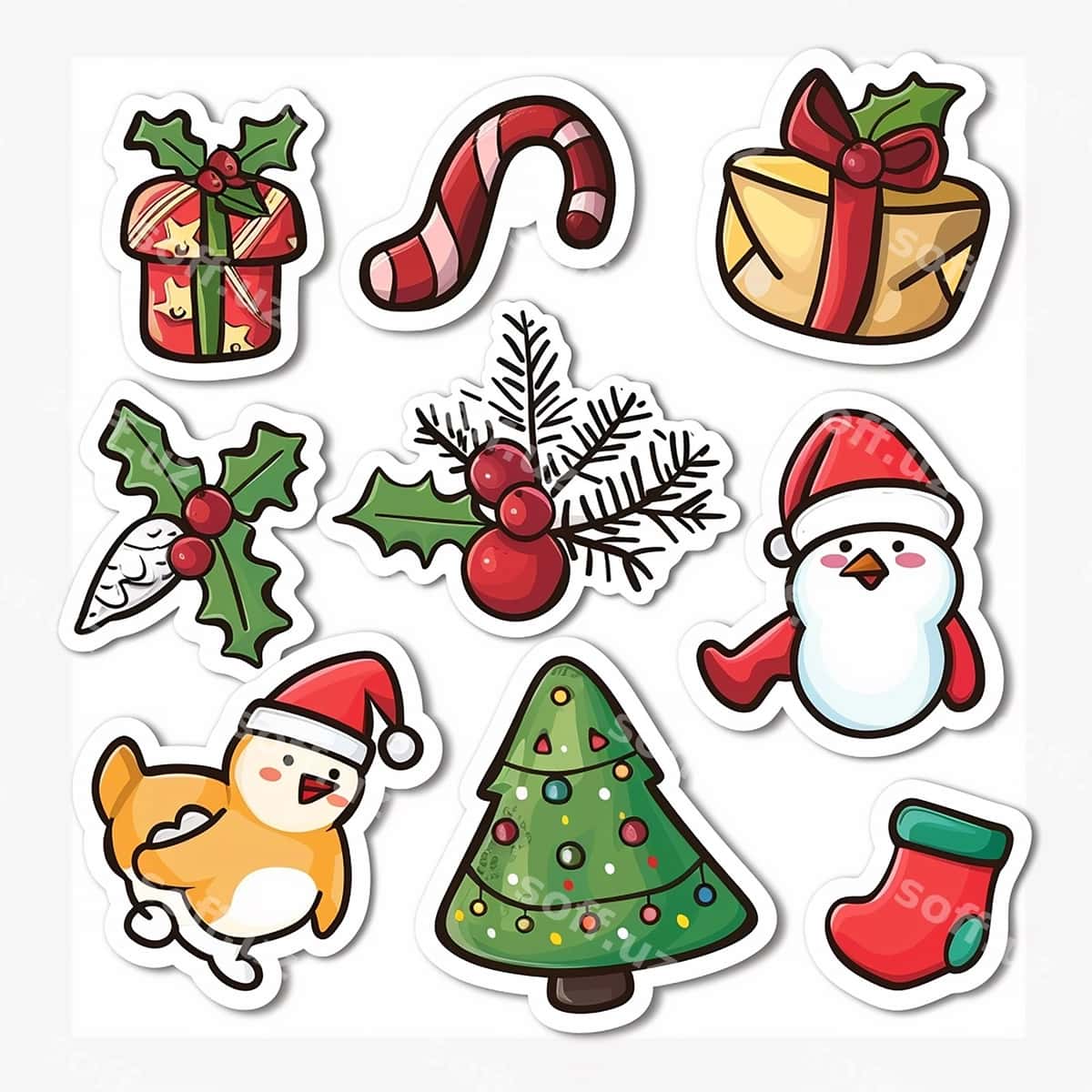 Yangi yil nakleykalar komplekti | Christmas sticker set 1