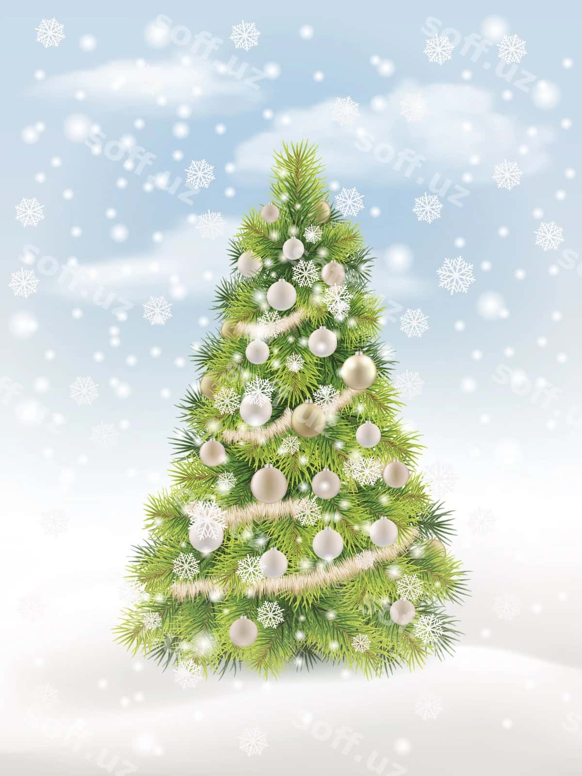 Yangi yil uy shtory qor mehrob | Christmas tree snowflakes 1