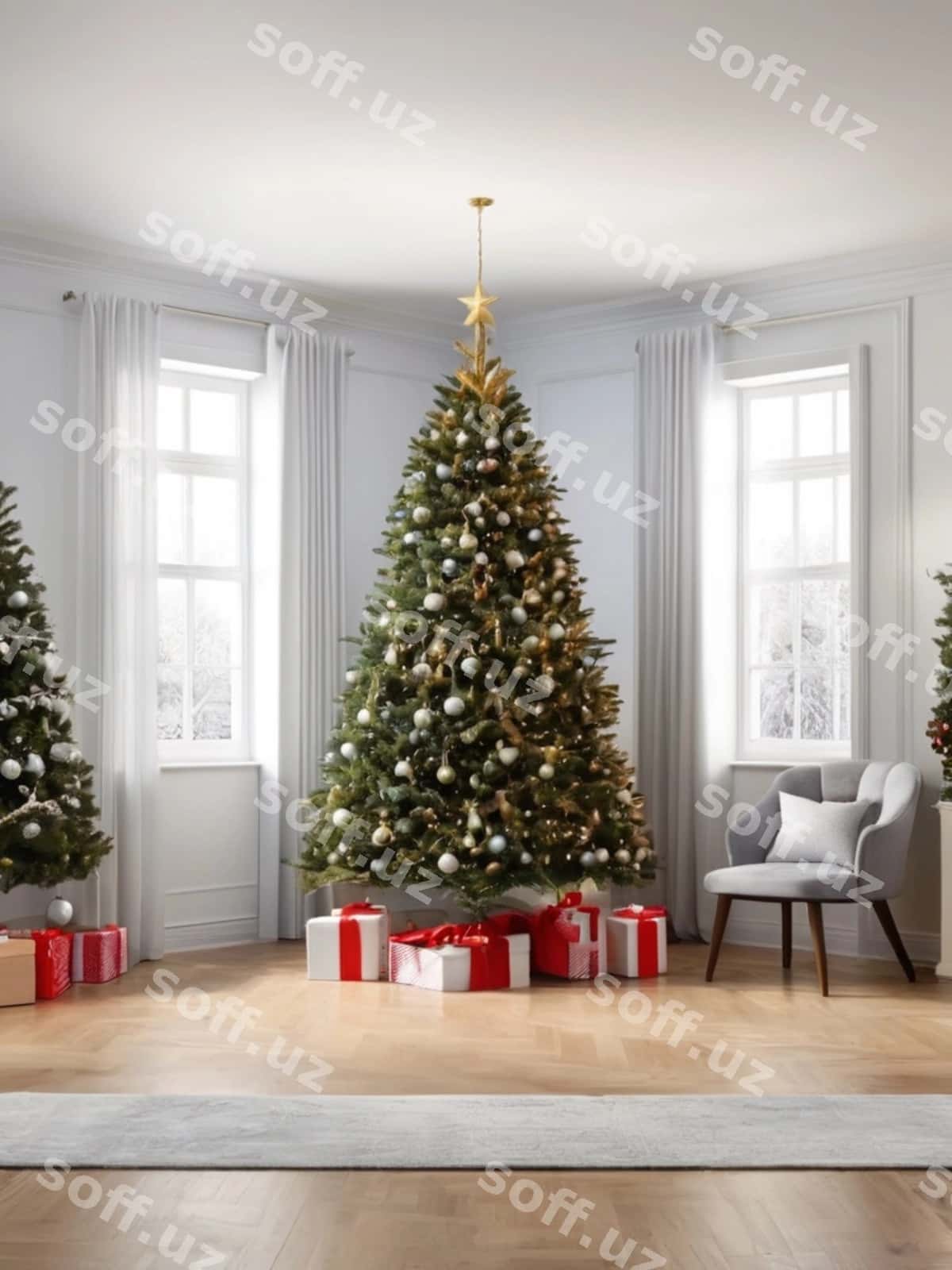 Yangi yil daraxti burchakdagi stul bilan | Christmas tree with chair chair corner 1
