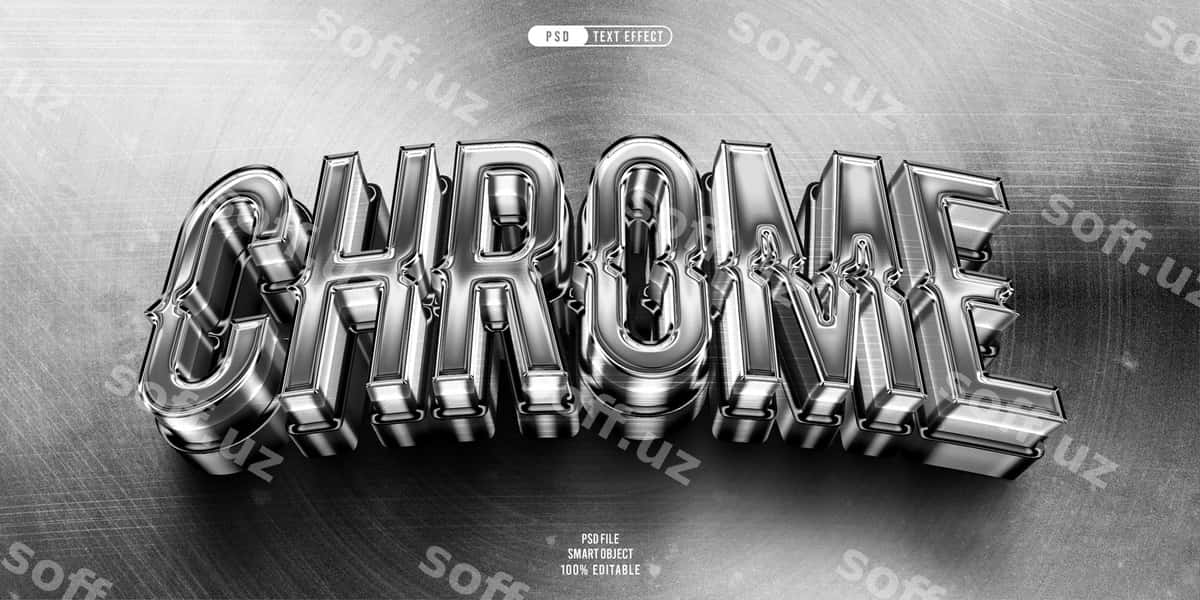 Chrome 3d tahrir qilish mumkin matn effekti | Chrome 3d editable text effect 1