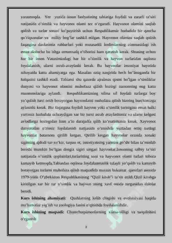 O‘zbekistonda tarqalgan chumchuqsimonlar xilma-xilligi, ularni tarqalishi, biologik xususiyati va amaliy ahamiyati 3