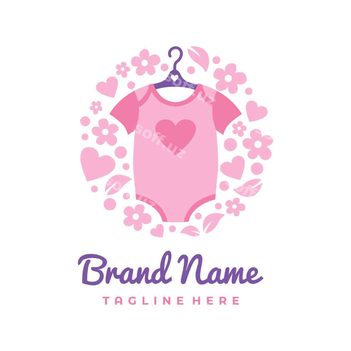 Doira gullar bolalar kiyimlari logo dizayni | Circle flowers baby clothes logo design 1