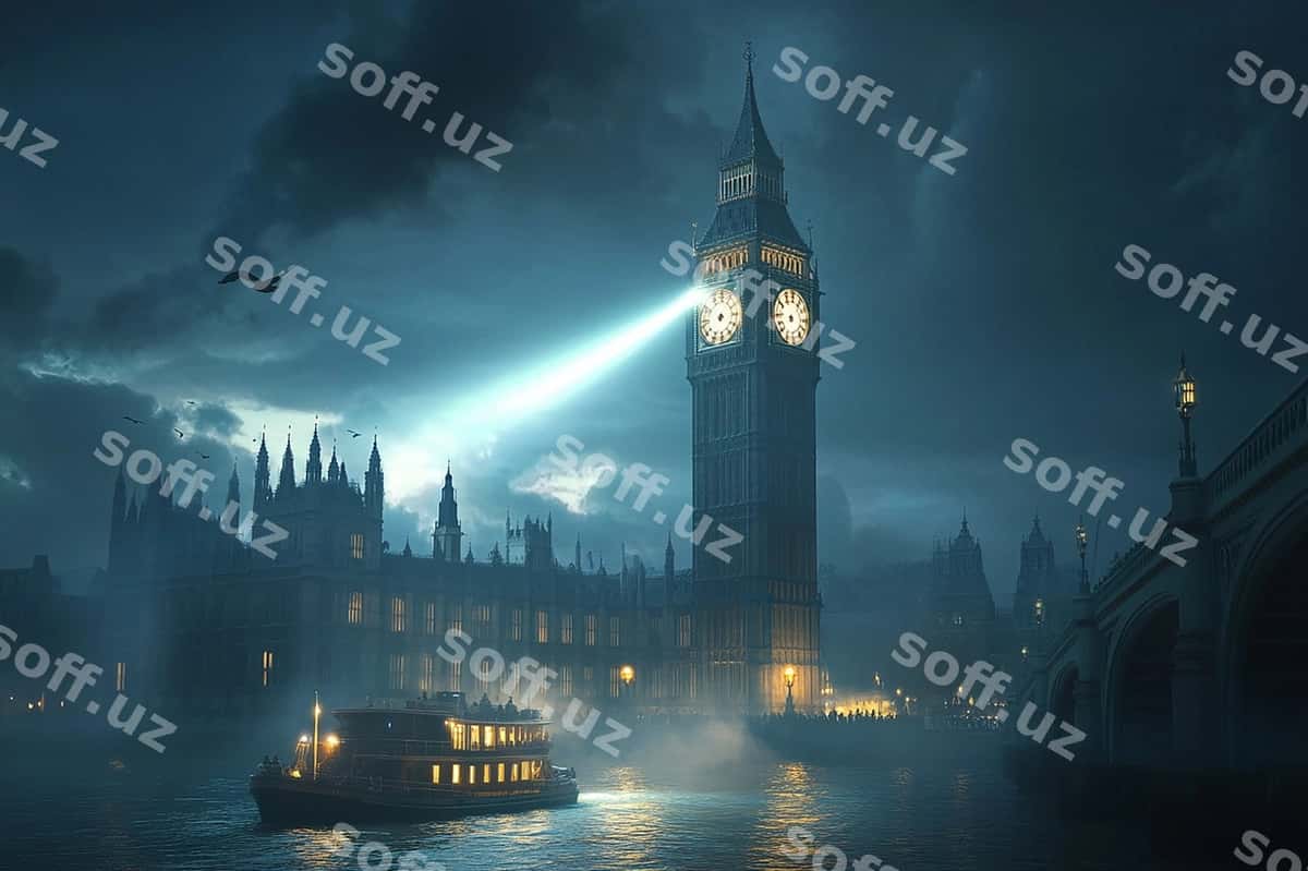 Suv yonidagi shahar soat tori, qayiq, suv | City by water with clock tower boat water 1