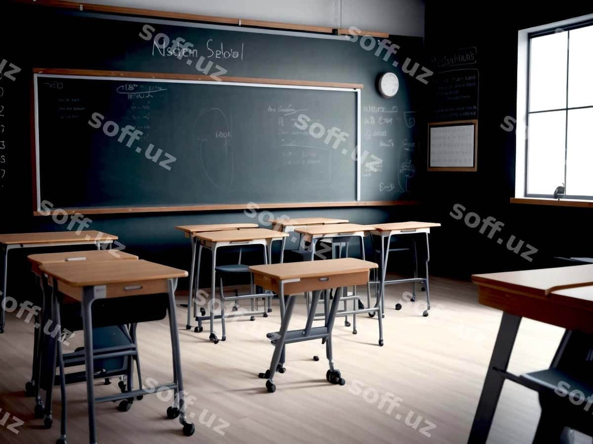 Sinif xonasi kalem yuzmasi bilan | Classroom with chalkboard 1