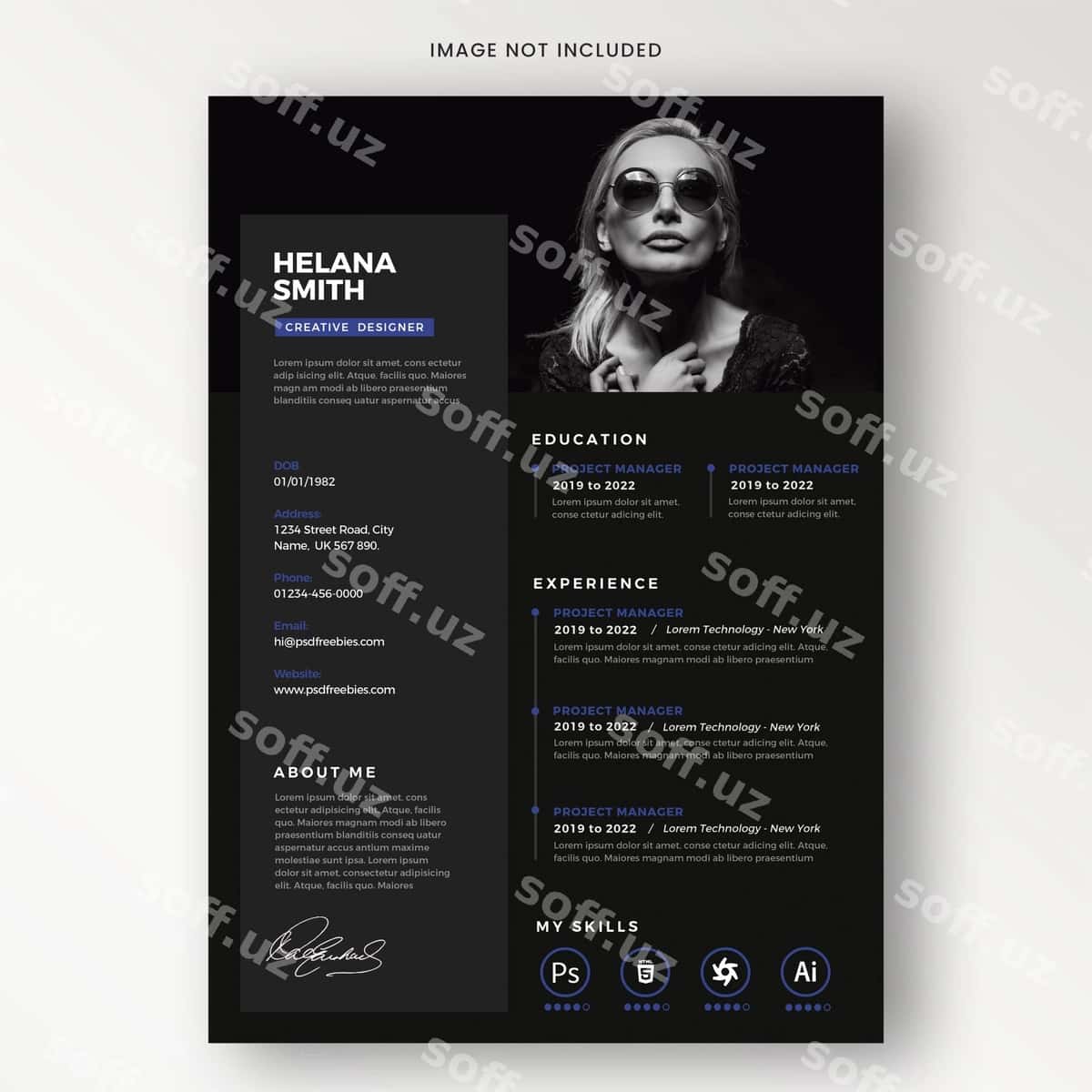 Toza zamonaviy resume portfoliyo CV shabloni | Clean modern resume portfolio cv template 1
