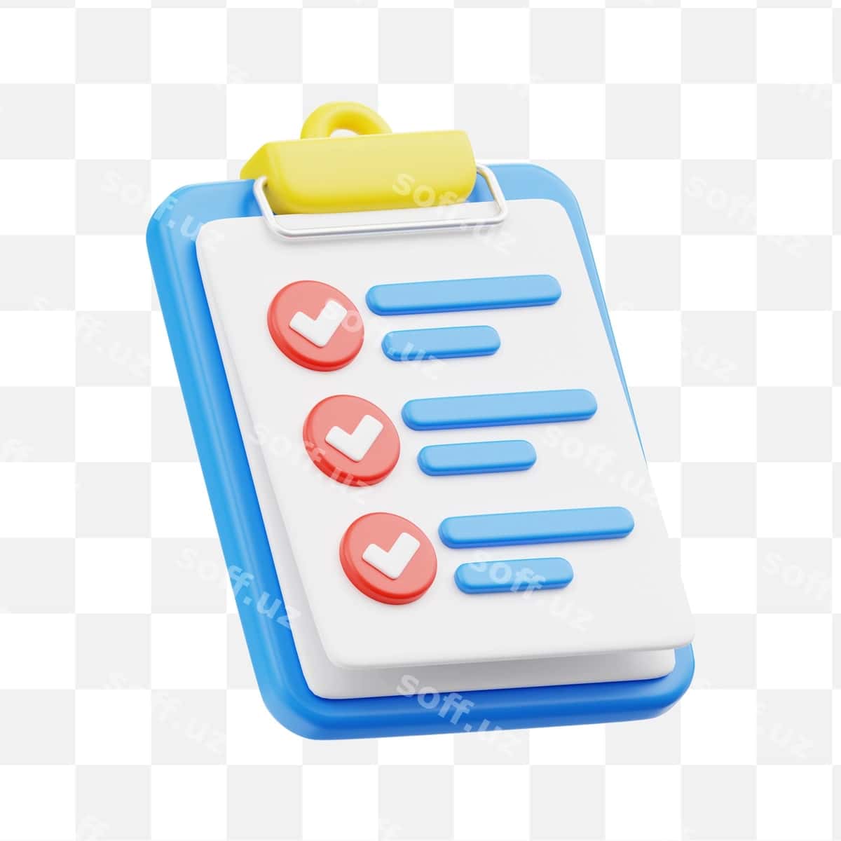 Bosma paskalı tekshirmar bilan 3d ikon | Clipboard with checklist 3d icon 1