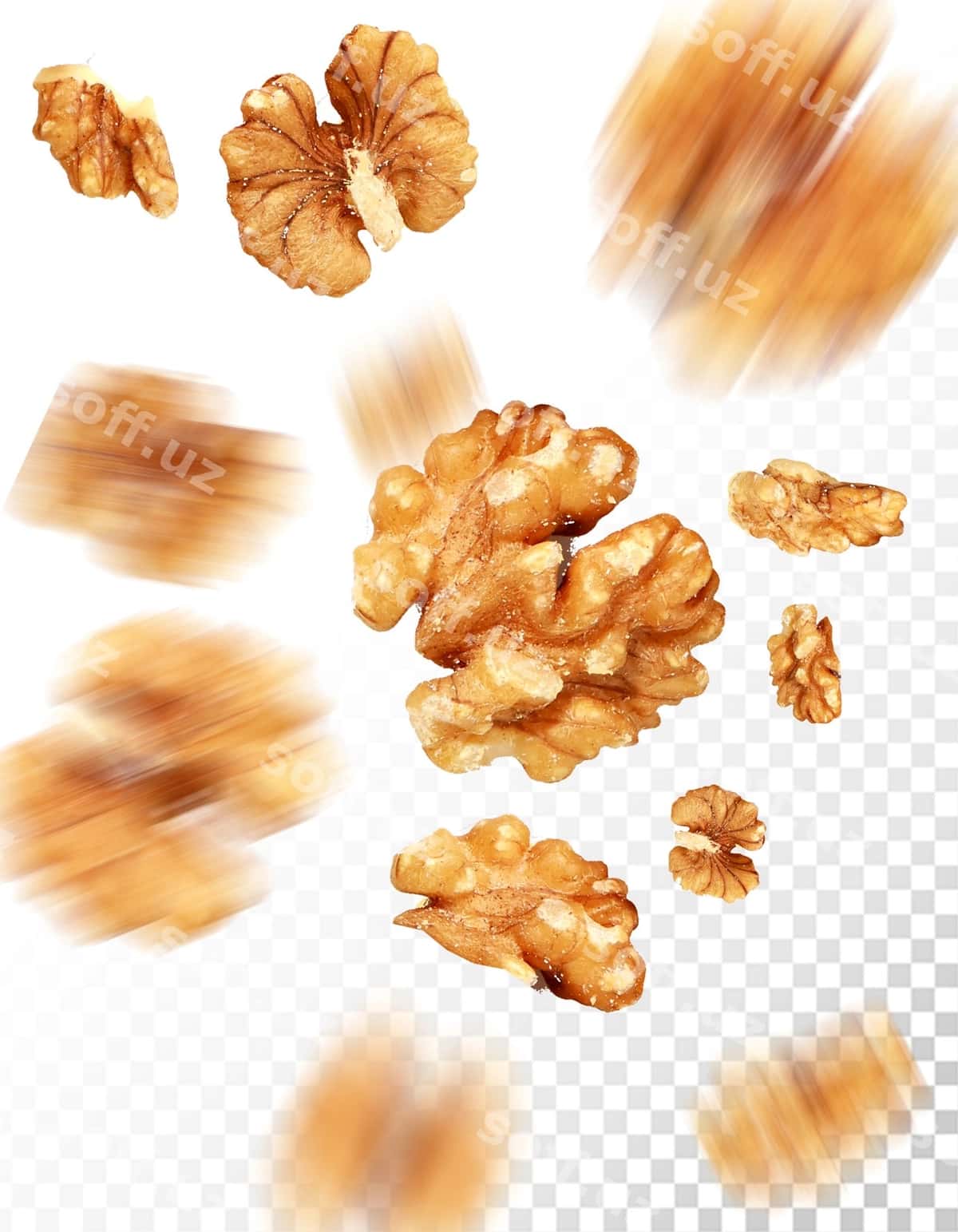 Yangi yong'oq donalari tushmoqda | Close up fresh walnut kernels falling 1