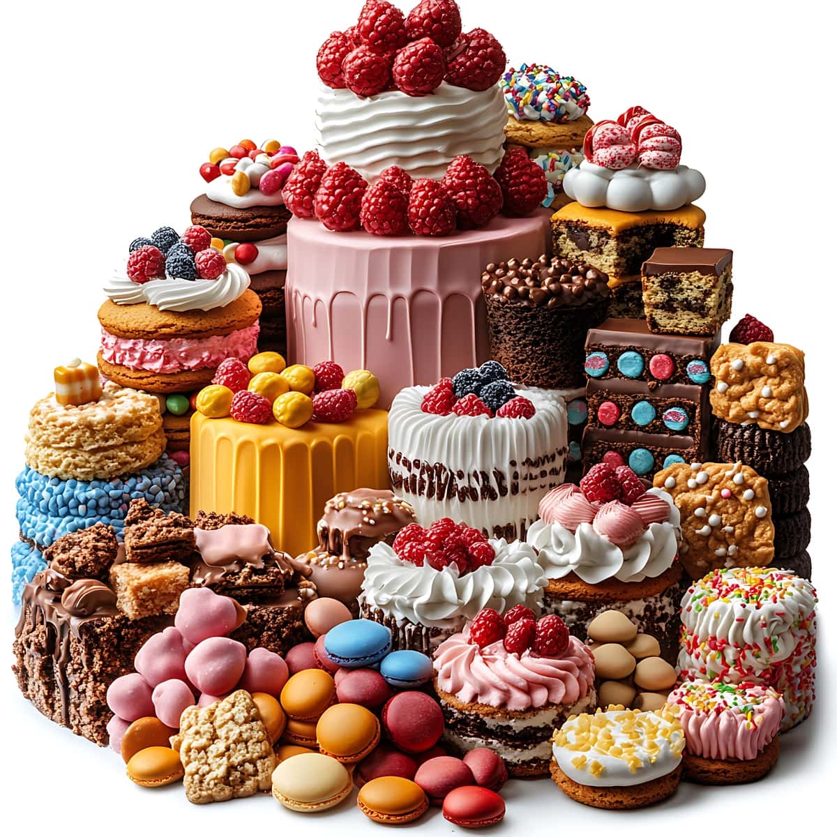 Katta qoziq pirojnoe pishiriqlarini yoping | Close up large pile cakes pastries 1