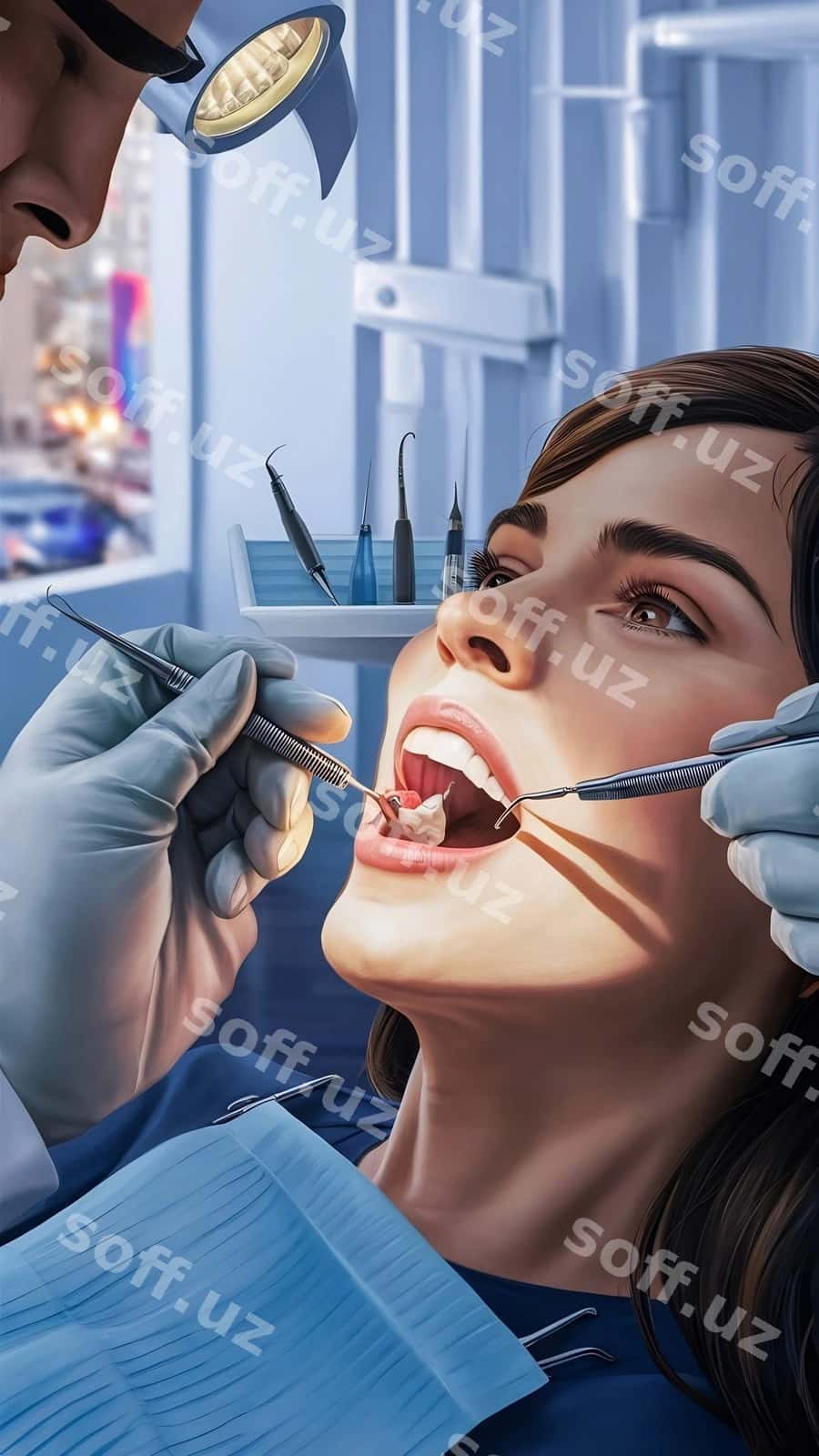 Yaqin rasm ayol tish qabulidan o'tmoqda | Close up woman getting dental check up 1