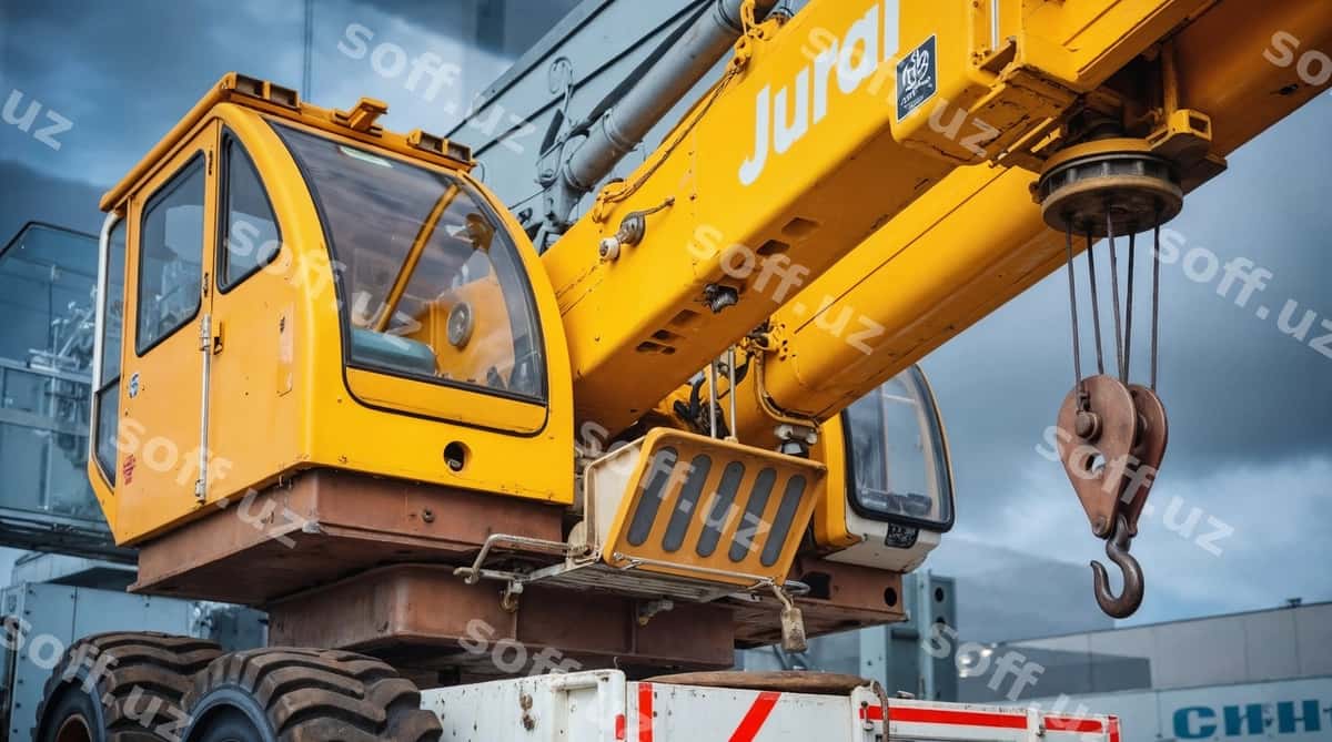 Yaqin rasmda sariq qurku qurilish joyi | Close up yellow crane construction site 1